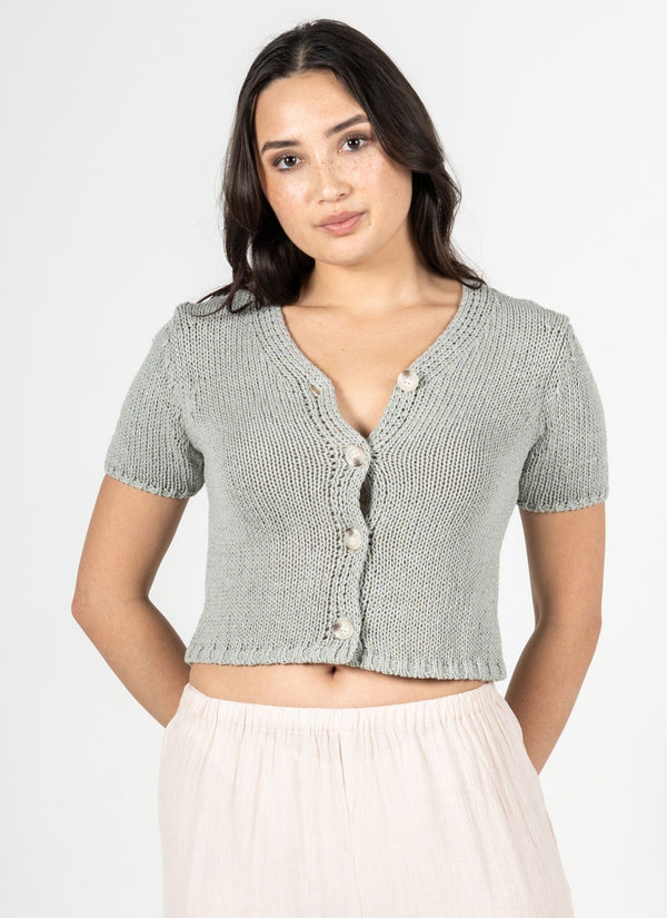S/S Knit Button Crop Cardigan