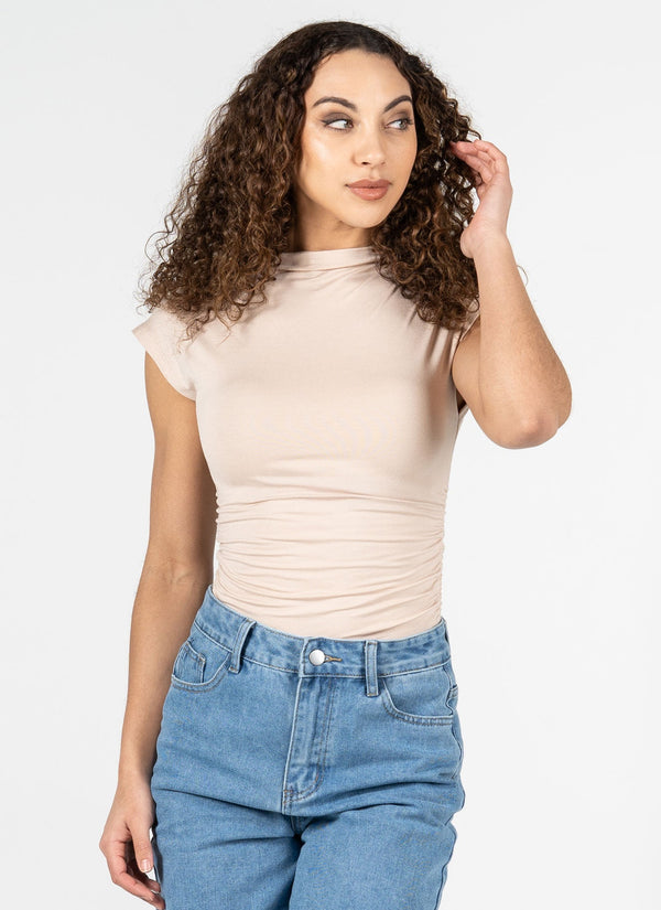 Ruched High Neck Top