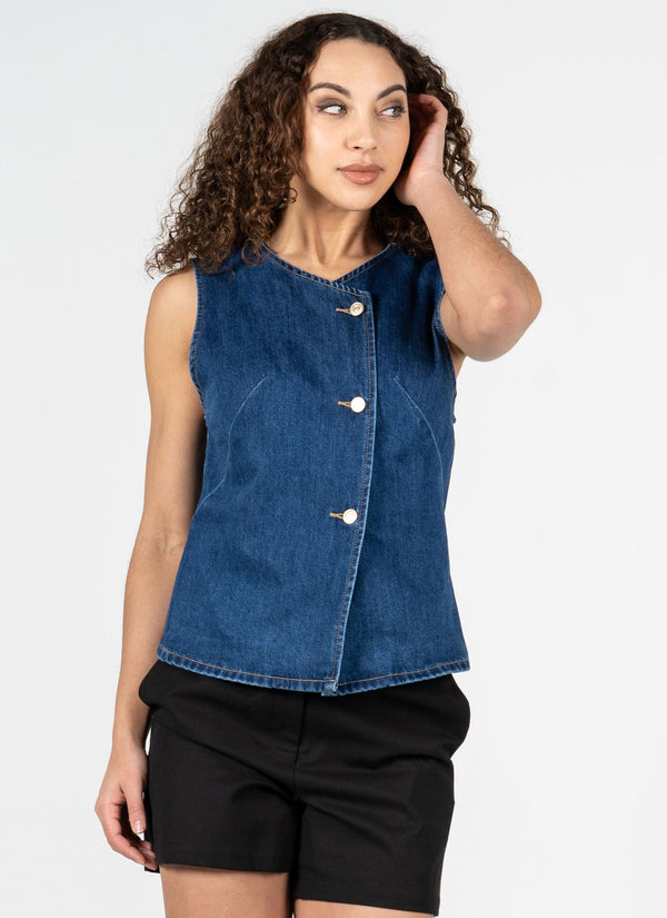 Button Down Denim Vest