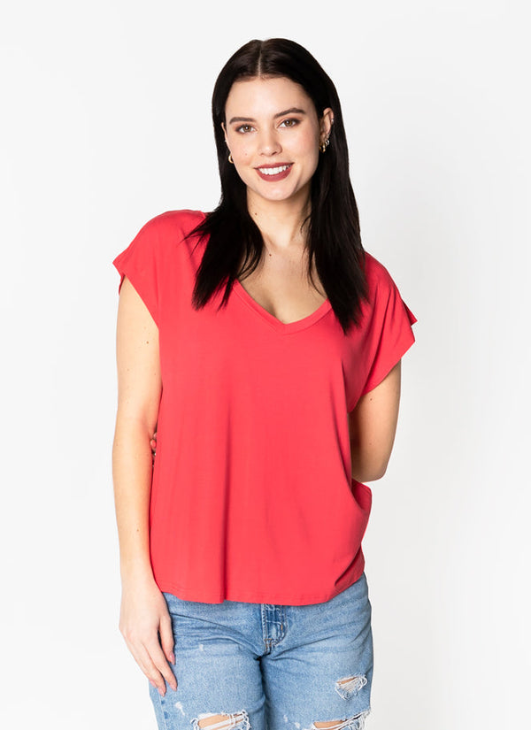 Bamboo C/S V Neck Top