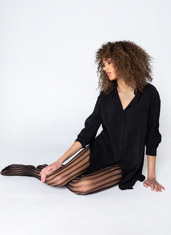 Striped Fishnet Tights
