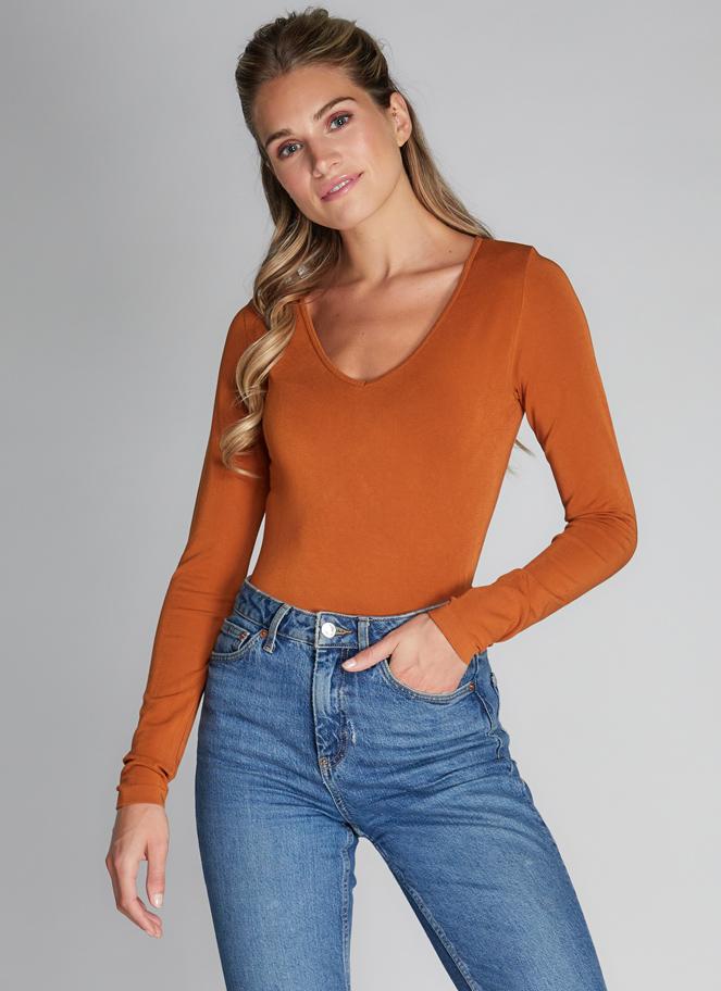 Bamboo V-Neck Long Sleeve Top