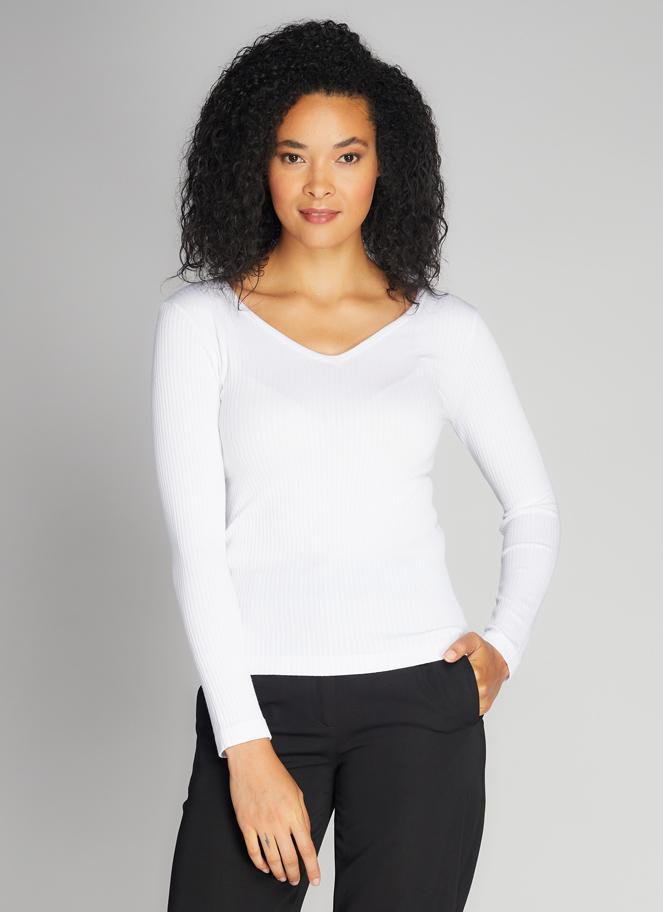 Seamless Rib V Neck Top