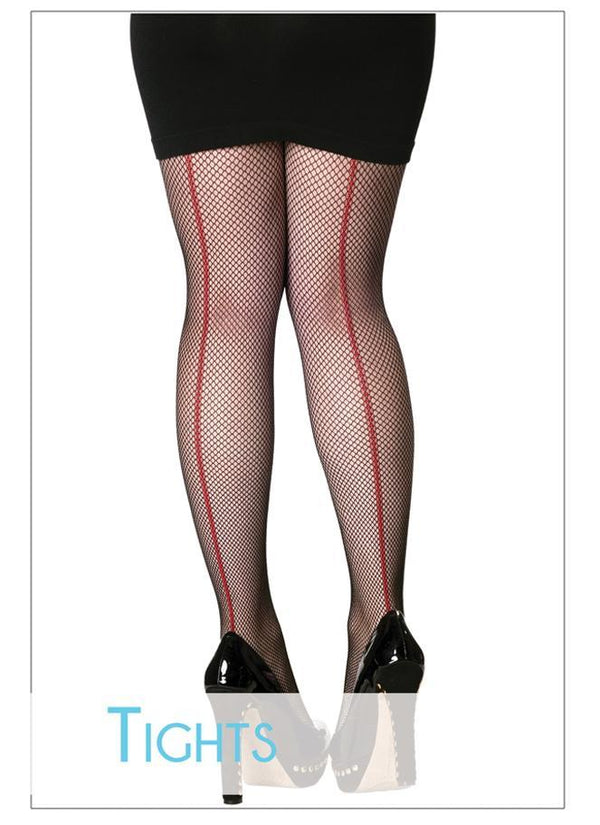 Fishnet With Red Back Stitch